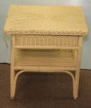 White Wicker Table 