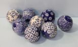 Eight Porcelain Blue and White Balls