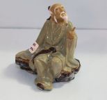Glazed Pottery Figurine of Old Oriental Man