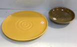 Pottery Plate & Green Bowl