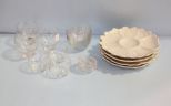 Set of Four Italian Porcelain Plates & Various Glass Dishes 