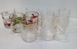 Eight Glass Mugs & Three Cartoon Mugs