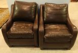 Two Faux Leather Club Chairs