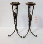Pair of Decorative Metal Candleholders