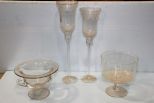 Tall Glass Flutes, Cake Bowl, and Compote