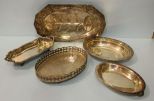 Five Silverplate Serving Trays and Dishes