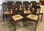 Ten Mahogany Empire Style Dining Chairs 