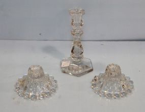Three Clear Candle Holders