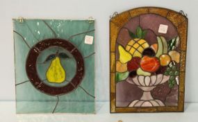 Two Small Hanging Stained Glass Window Pieces