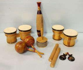 Box Lot of Bongos & Mexican Instruments 