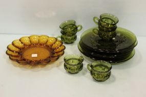 Amber Egg Plate & Six Cups with Party Glass Plates