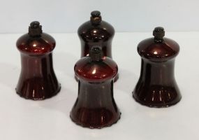 Four Pigeon Blood Candle Holders 