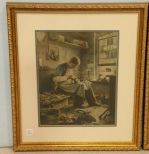 Print of Man Doing Shoe Repair 