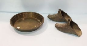 Brass Pan & Pair of Brass Shoes