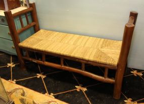 Wood Bench with Rush Seat 