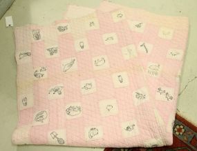 Pink and White Handmade Quilt 