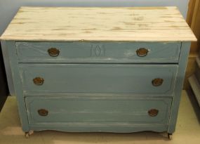 Painted Blue Three Drawer Chest with White Top