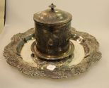 Silverplate Tray & Silverplate Footed Biscuit Jar 