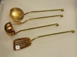 Set of Four Brass and Copper Utensils