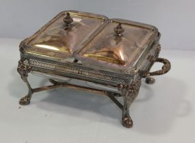 Two Section Silverplate and Glass Casserole 