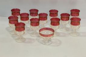 Twelve Red Flashback Glasses & Sherbet Glass