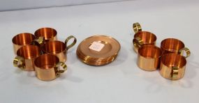 Nine Copper Cups/Saucers