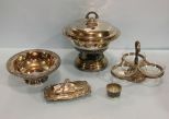 Silverplate Condiment Set, Covered Casserole, Butter Dish & Bowl