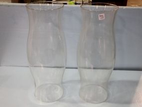 Two Large Glass Hurricane Shades 