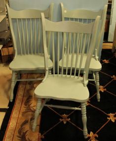 Three Light Blue Spindle Back Chairs 