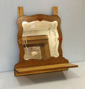 Art Deco Hanging Shelf with Mirror