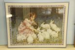 Print of Girl with Rabbits 