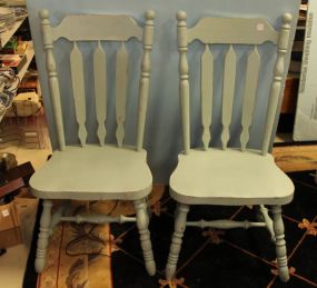 Pair of Light Blue Painted Arrow Back Chairs 