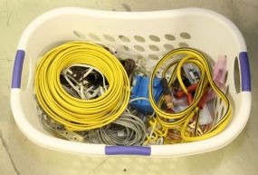 Clothes Basket with Electrical Supplies 