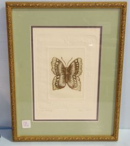 Blue Butterfly Embossed Print 