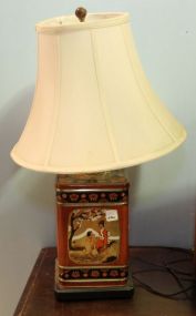 Painted Oriental Tin Table Lamp 