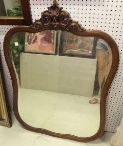 Beveled Mirror in Carved Mahogany Frame 
