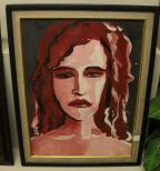 Oil on Board of Red Lady 