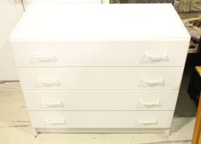 White Formica Four Drawer Chest 