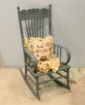 Painted Blue Oak Rocking Chair 