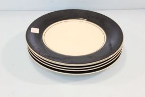 Five Black and White Charger Plates 