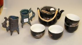 Black Japan Saki Set & Metal Cups 