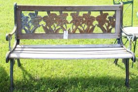 Cast Iron Bench with Wood Slats 