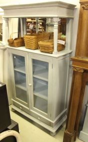 Blue Double Door Cabinet with Mirrored Top