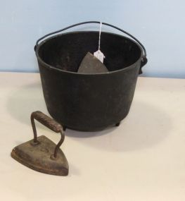 Cast Iron Pot & Flat Iron