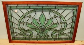 Green and Clear Beveled Stained Glass Window