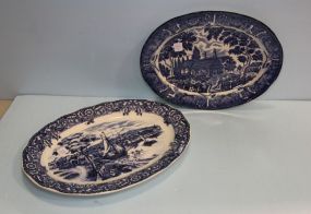 Two Blue and White Porcelain Platters