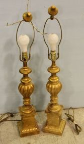 Pair of Gold Painted Lamps