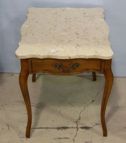Marble Top French Provincial Side Table 