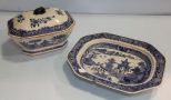 Large Blue and White Tureen & Large Platter