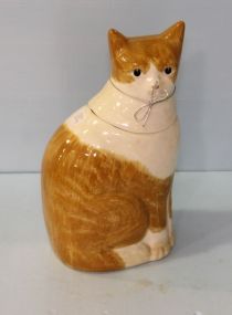 Two Part Ceramic Cat Jar 